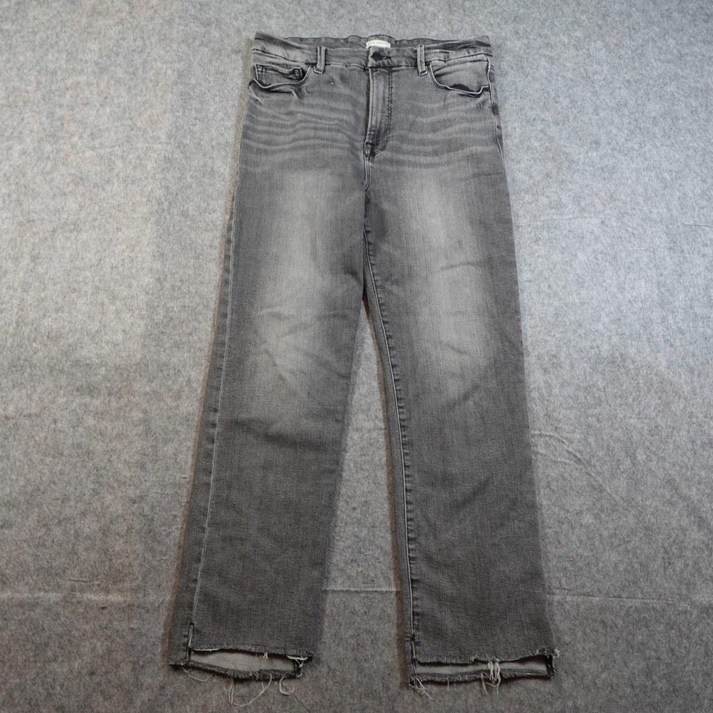 Good American Gray Straight Leg Jeans